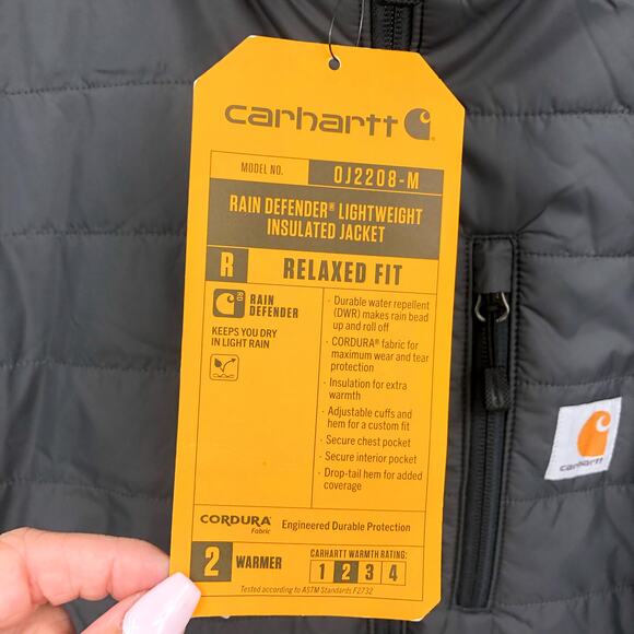 CARHARTT Rain Defender Insulated Jacket Large Grey Relaxed Fit Lightweight NWT - Picture 8 of 11